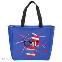 4th Of July Skull American Flag Gift Tote Bag thumb 0