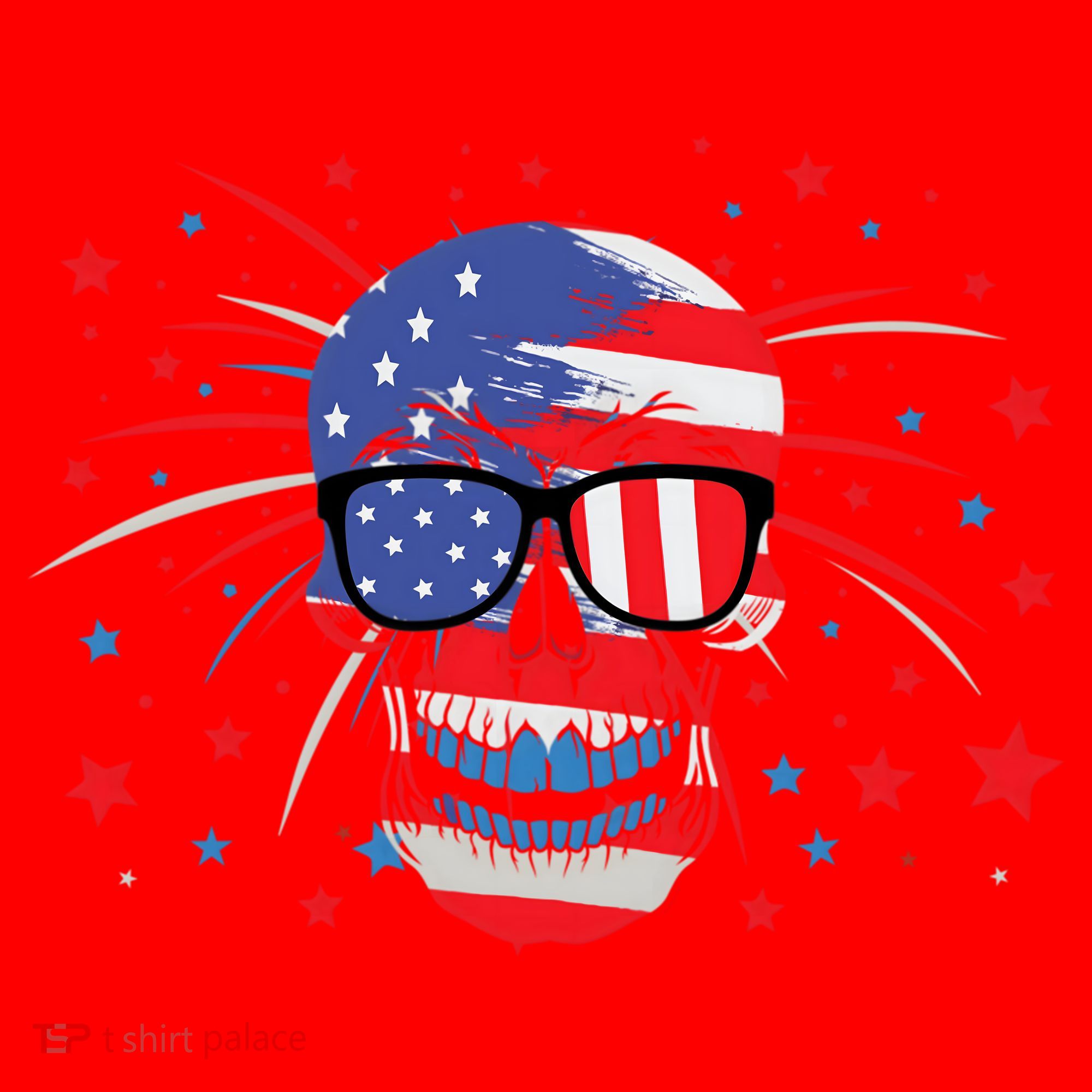 4th Of July Skull American Flag Gift Santa Hat