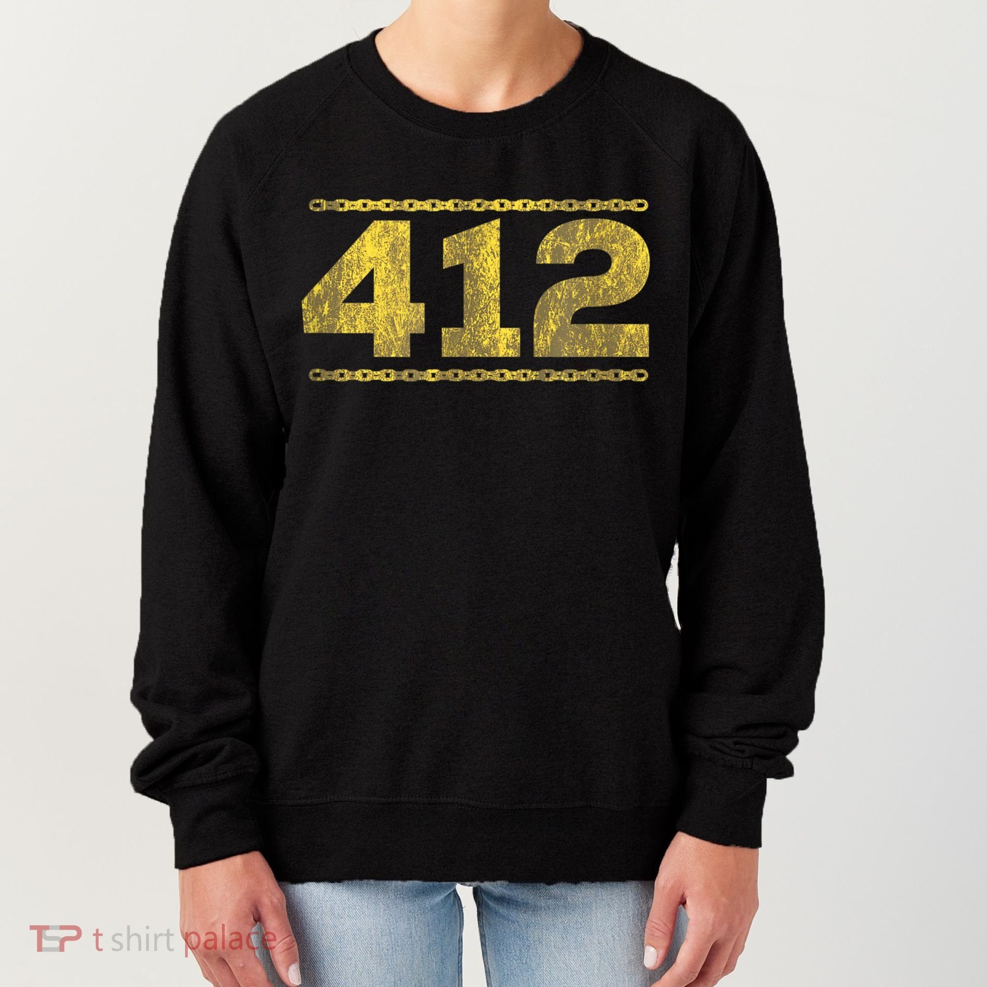 412 Pittsburgh Distressed Chain Yinzer City Retro Women's Sweatshirt