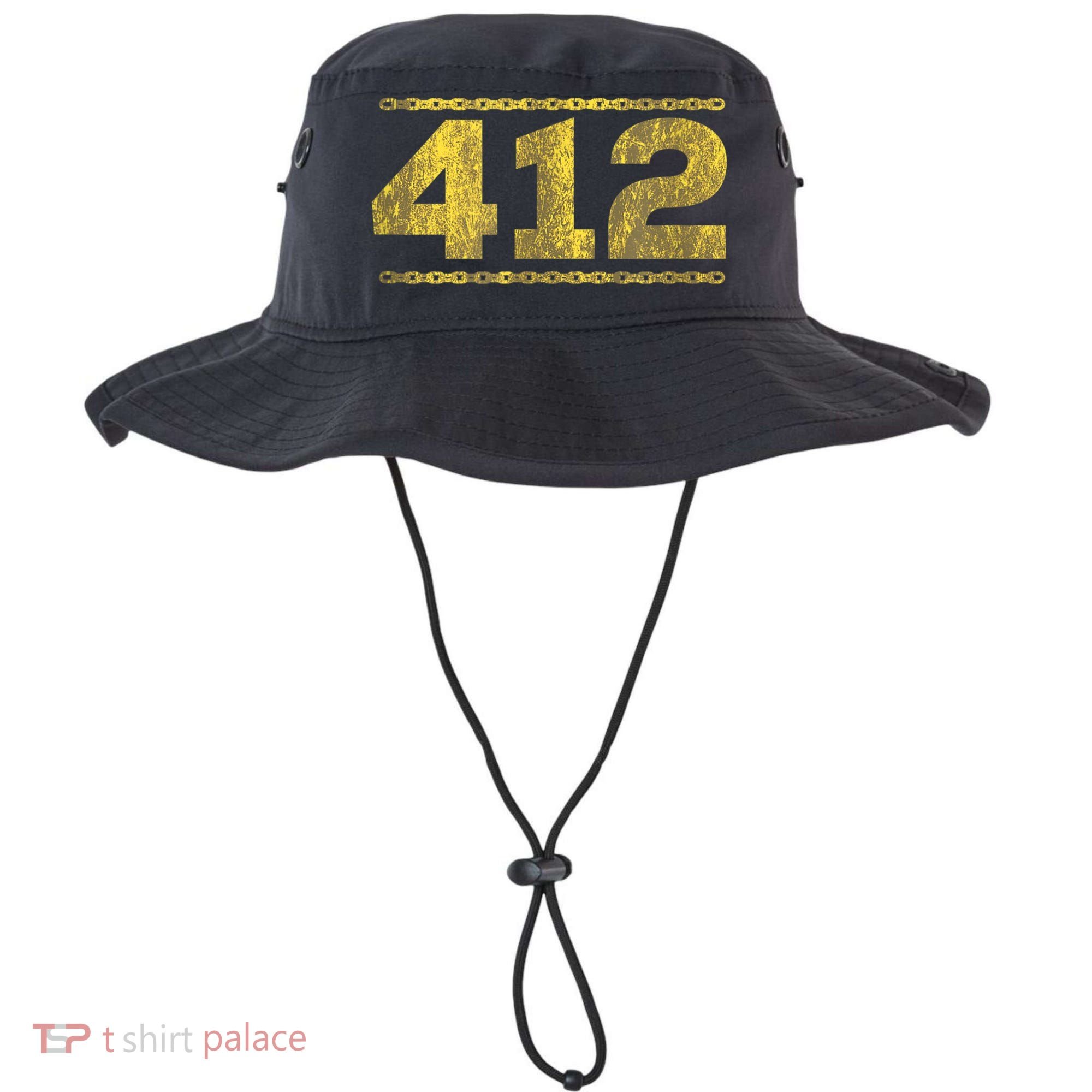 412 Pittsburgh Distressed Chain Yinzer City Retro Bucket Hat