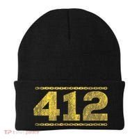 412 Pittsburgh Distressed Chain Yinzer City Retro Beanie thumb 0