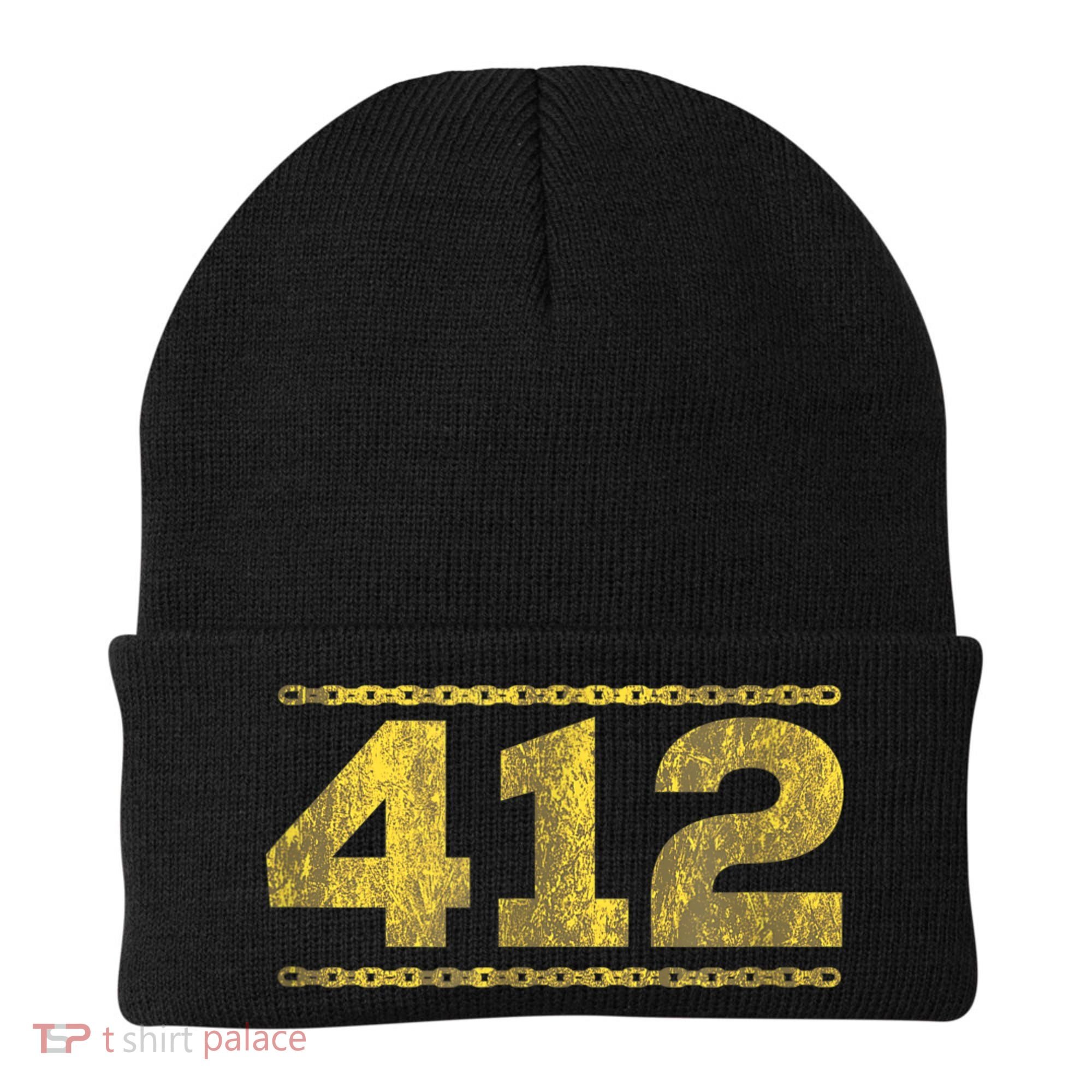 412 Pittsburgh Distressed Chain Yinzer City Retro Beanie