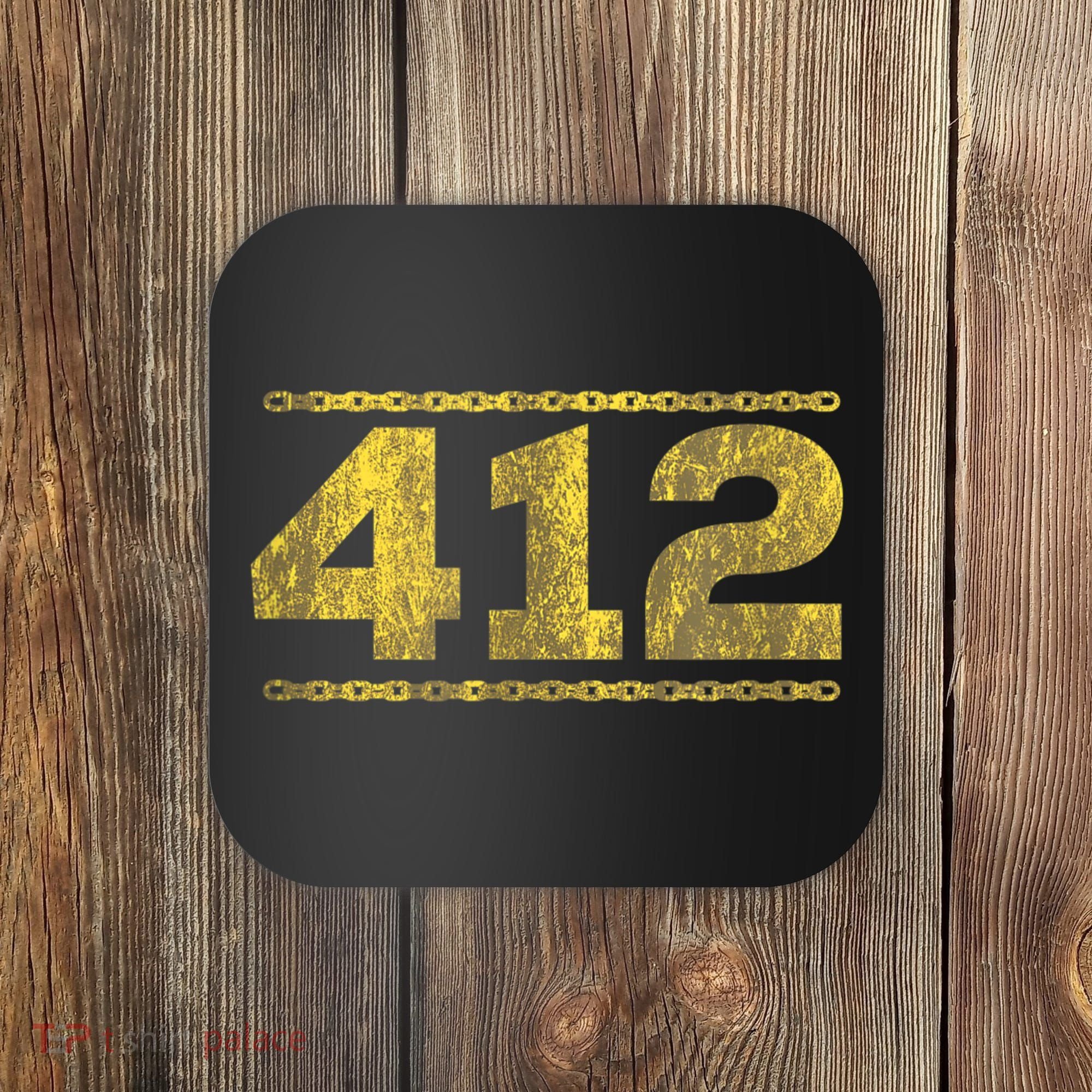 412 Pittsburgh Distressed Chain Yinzer City Retro Coaster