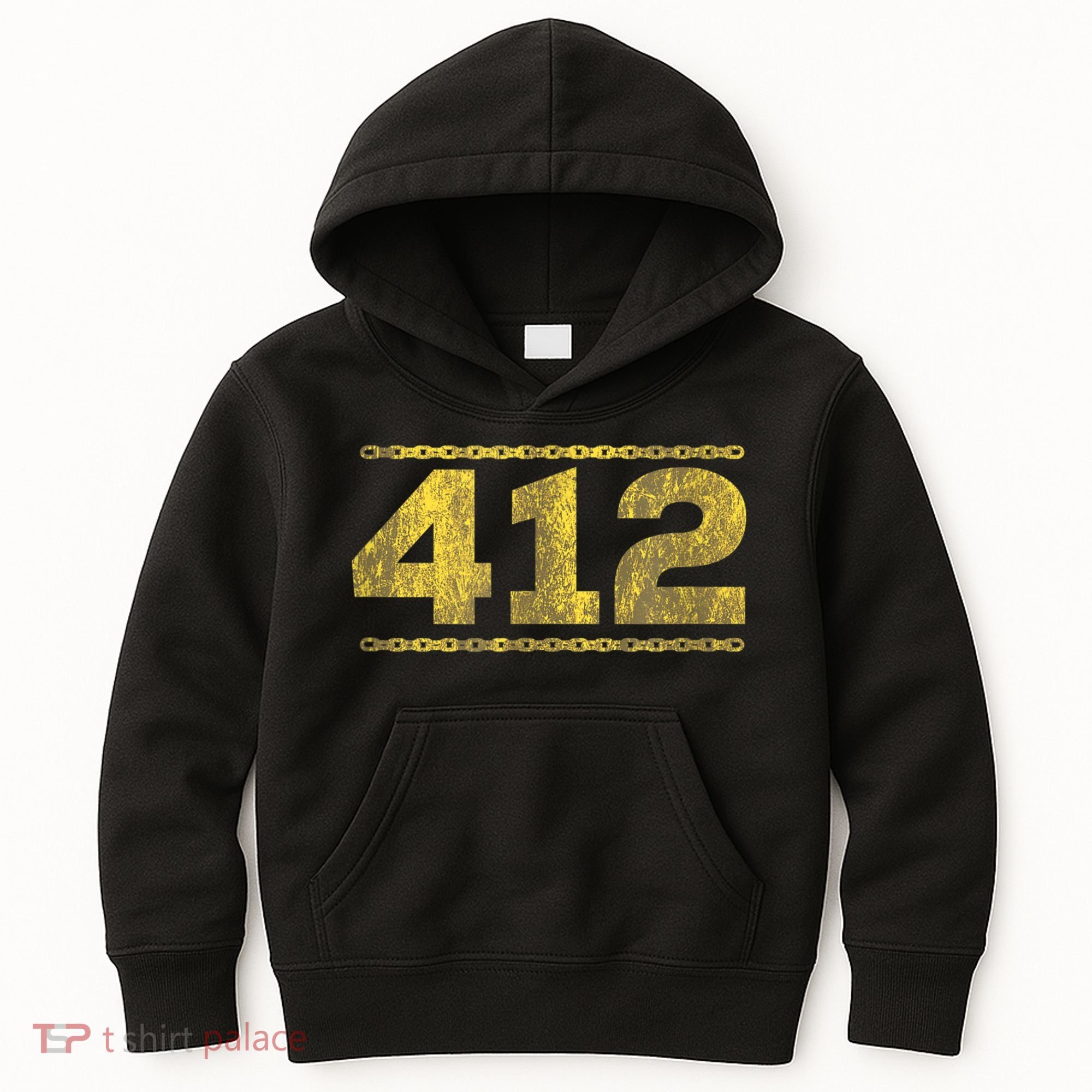 412 Pittsburgh Distressed Chain Yinzer City Retro Kids Hoodie