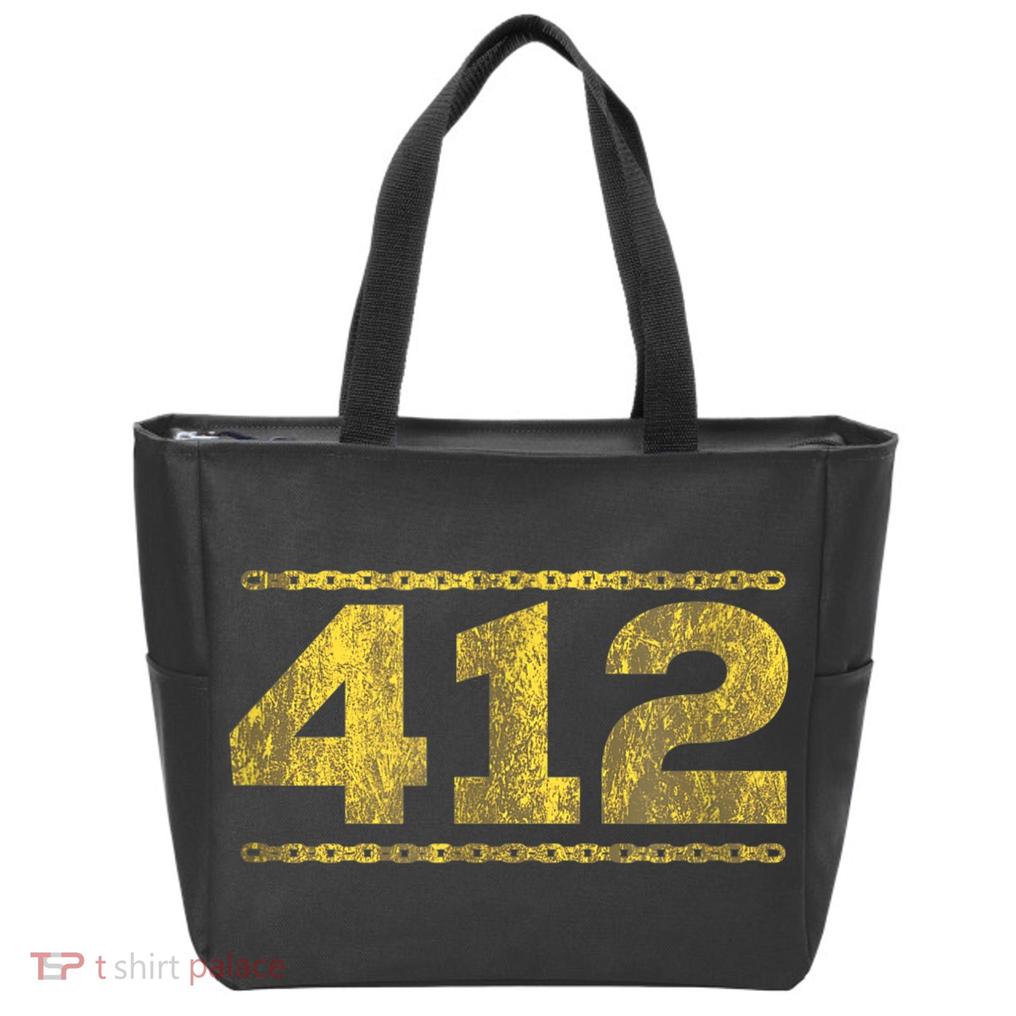 412 Pittsburgh Distressed Chain Yinzer City Retro Tote Bag
