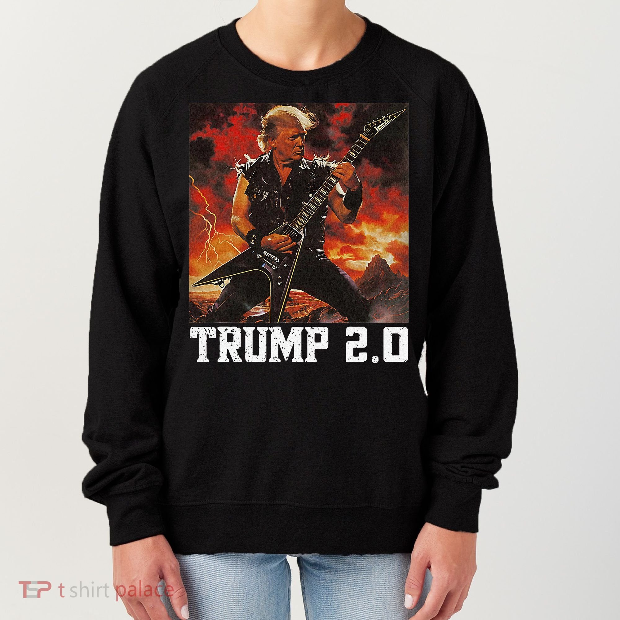 47 President Donald Metal Guitar Trump 2.0 Women's Sweatshirt