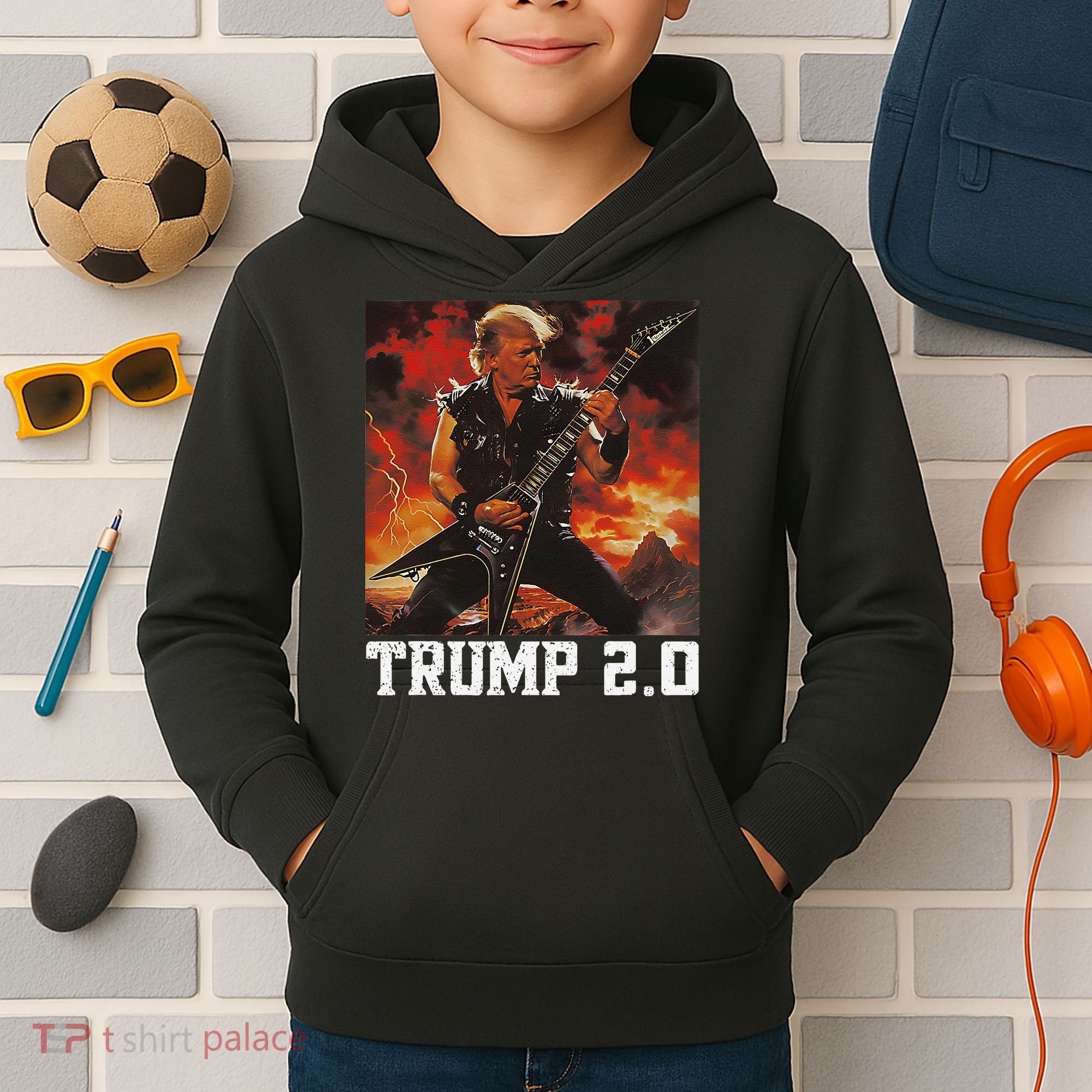 47 President Donald Metal Guitar Trump 2.0 Kids Hoodie