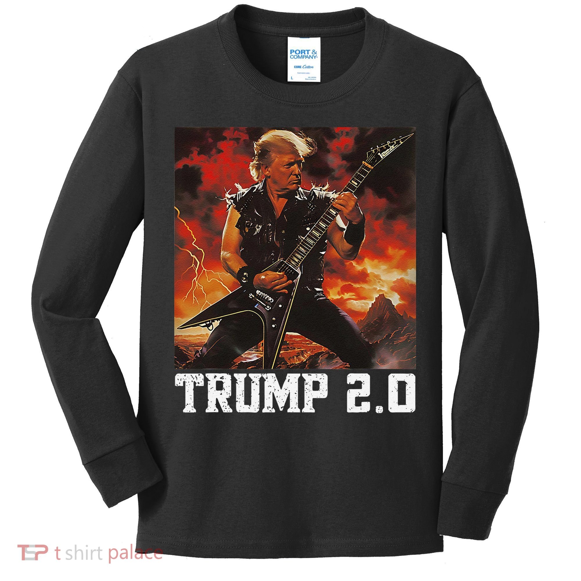 47 President Donald Metal Guitar Trump 2.0 Kids Long Sleeve Shirt