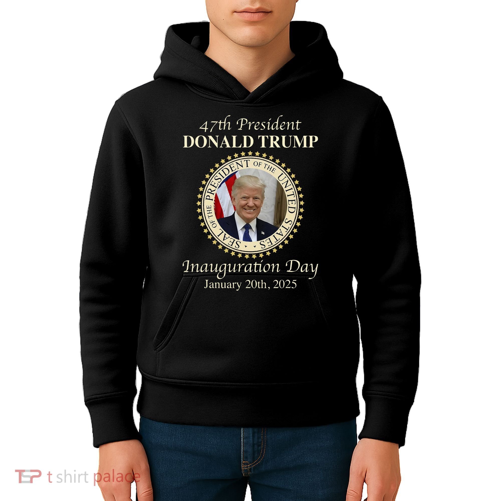47th President Donald Trump Inauguration 2025 Memorabilia Kids Hoodie