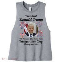 47th President Donald Trump Inauguration Day Women's Racerback Cropped Tank thumb 0