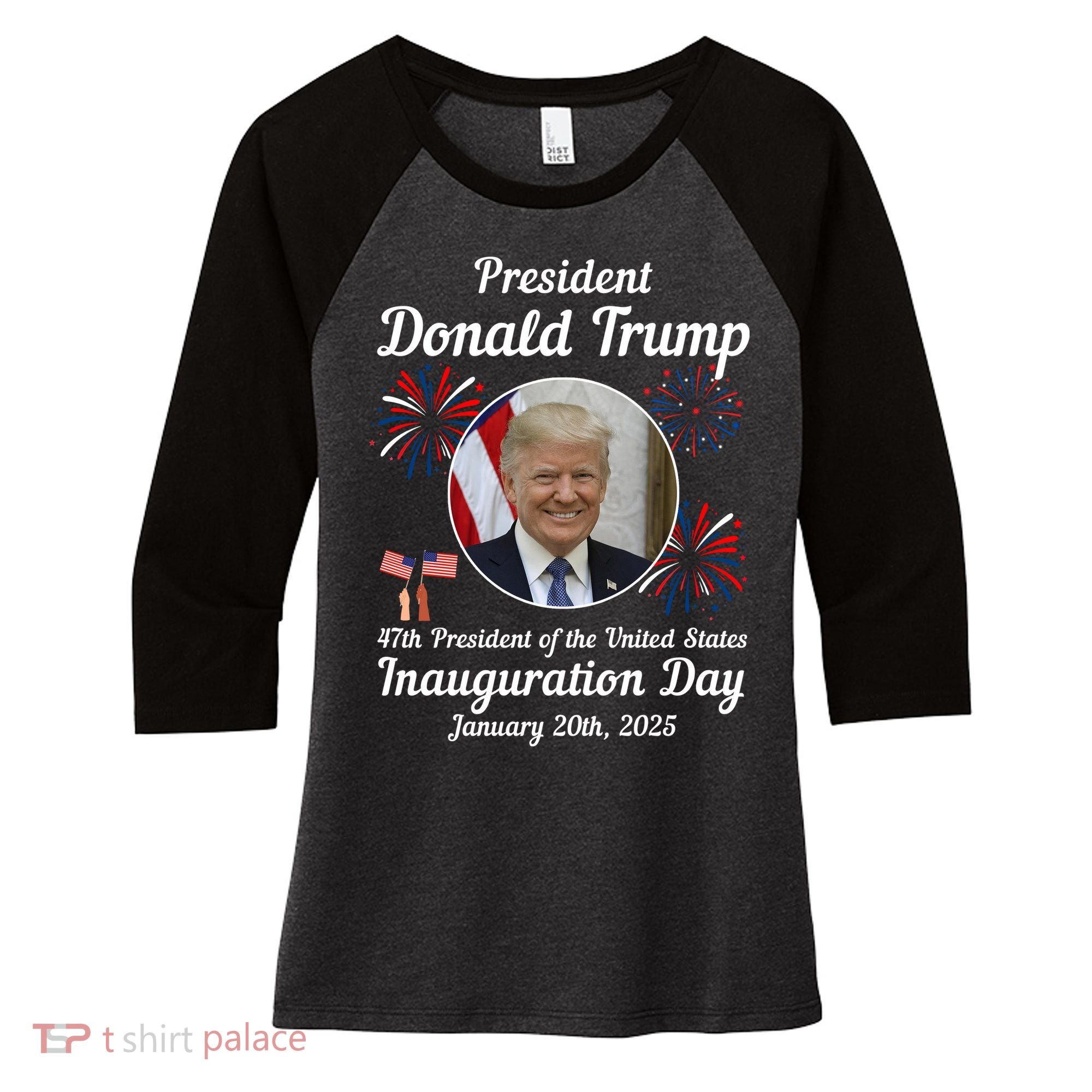 47th President Donald Trump Inauguration Day Women's Tri-Blend 3/4-Sleeve Raglan Shirt