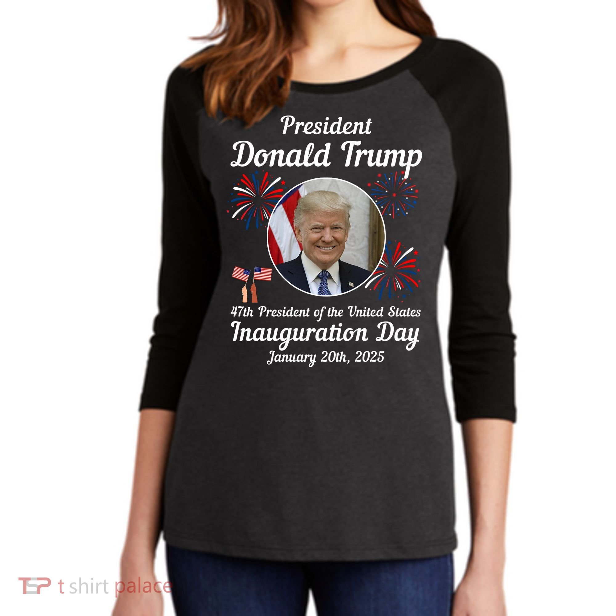 47th President Donald Trump Inauguration Day Women's Tri-Blend 3/4-Sleeve Raglan Shirt