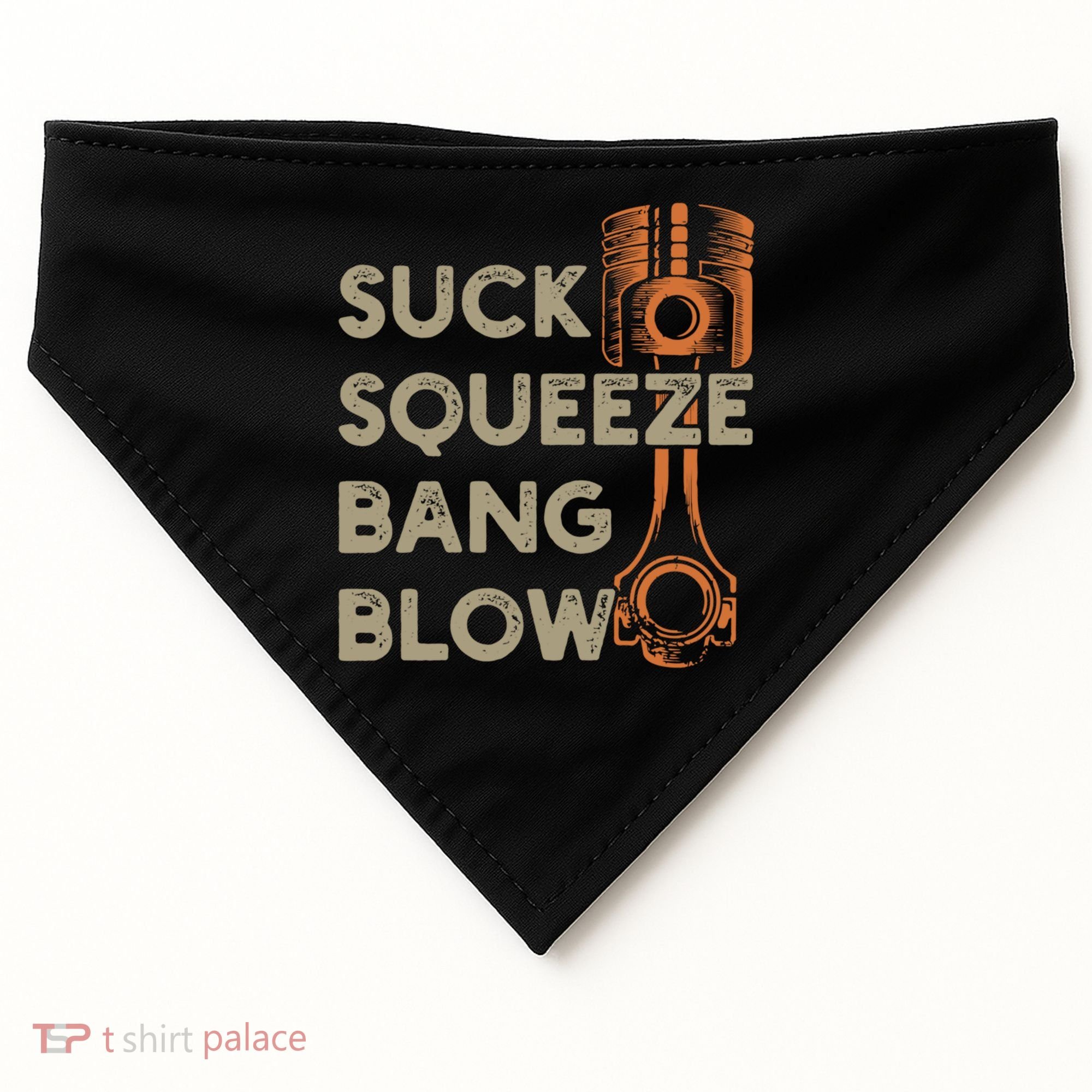 4 Stroke Cycle Suck Squeeze Bang Blow Piston Mechanic Gift USA-Made Doggie Bandana