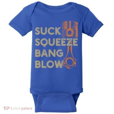 4 Stroke Cycle Suck Squeeze Bang Blow Piston Mechanic Gift Baby Bodysuit