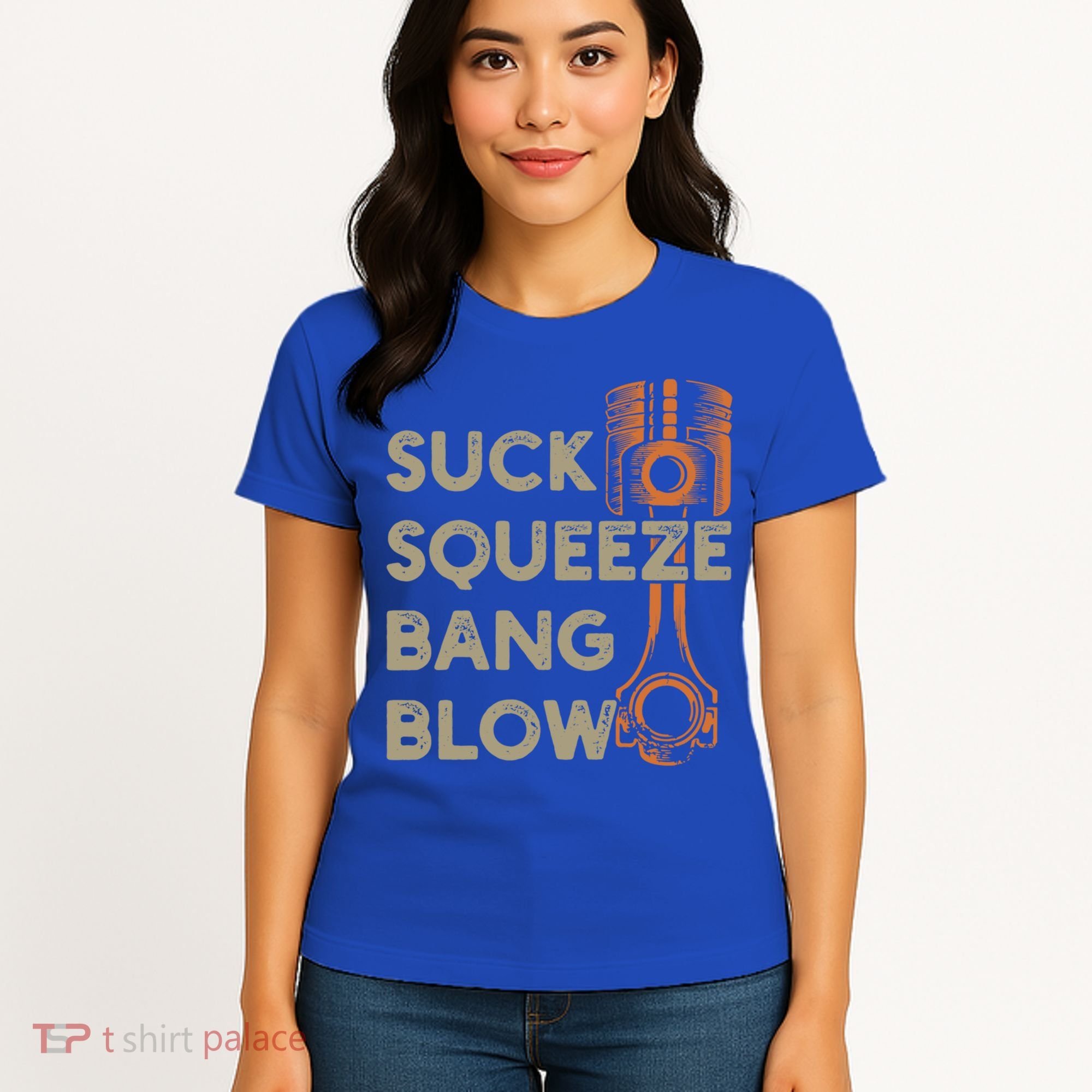 4 Stroke Cycle Suck Squeeze Bang Blow Piston Mechanic Gift Women's T-Shirt