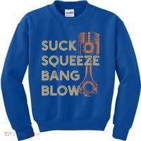 4 Stroke Cycle Suck Squeeze Bang Blow Piston Mechanic Gift Kids Sweatshirt thumb 0