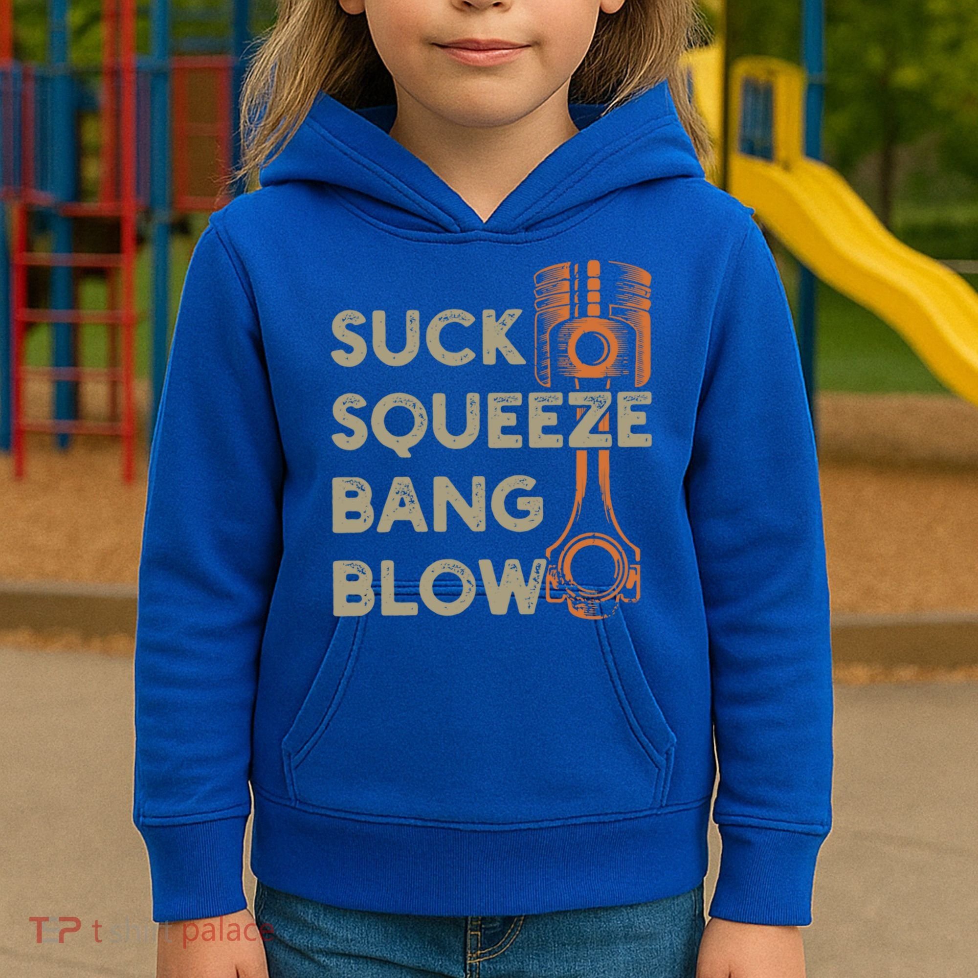 4 Stroke Cycle Suck Squeeze Bang Blow Piston Mechanic Gift Kids Hoodie
