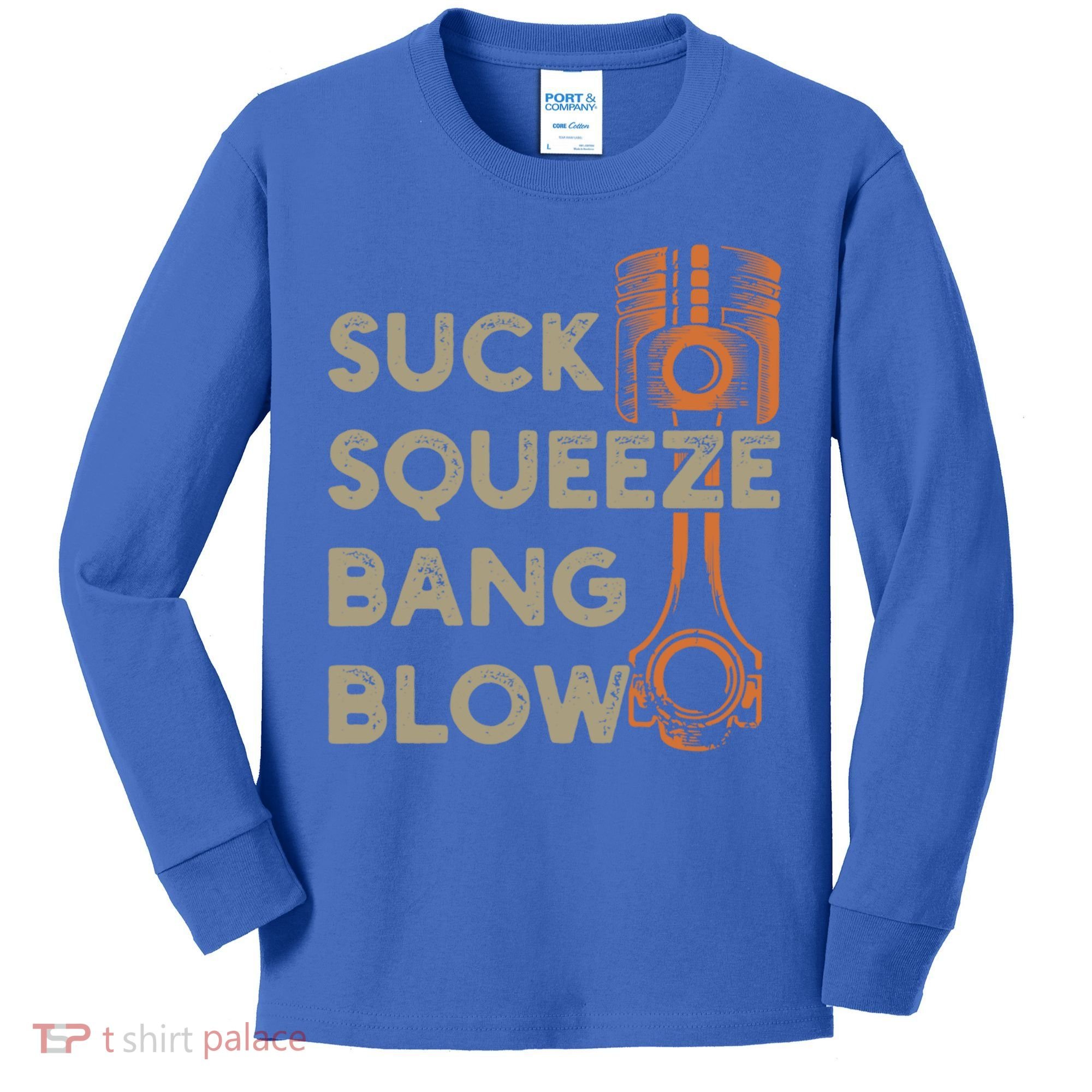 4 Stroke Cycle Suck Squeeze Bang Blow Piston Mechanic Gift Kids Long Sleeve Shirt