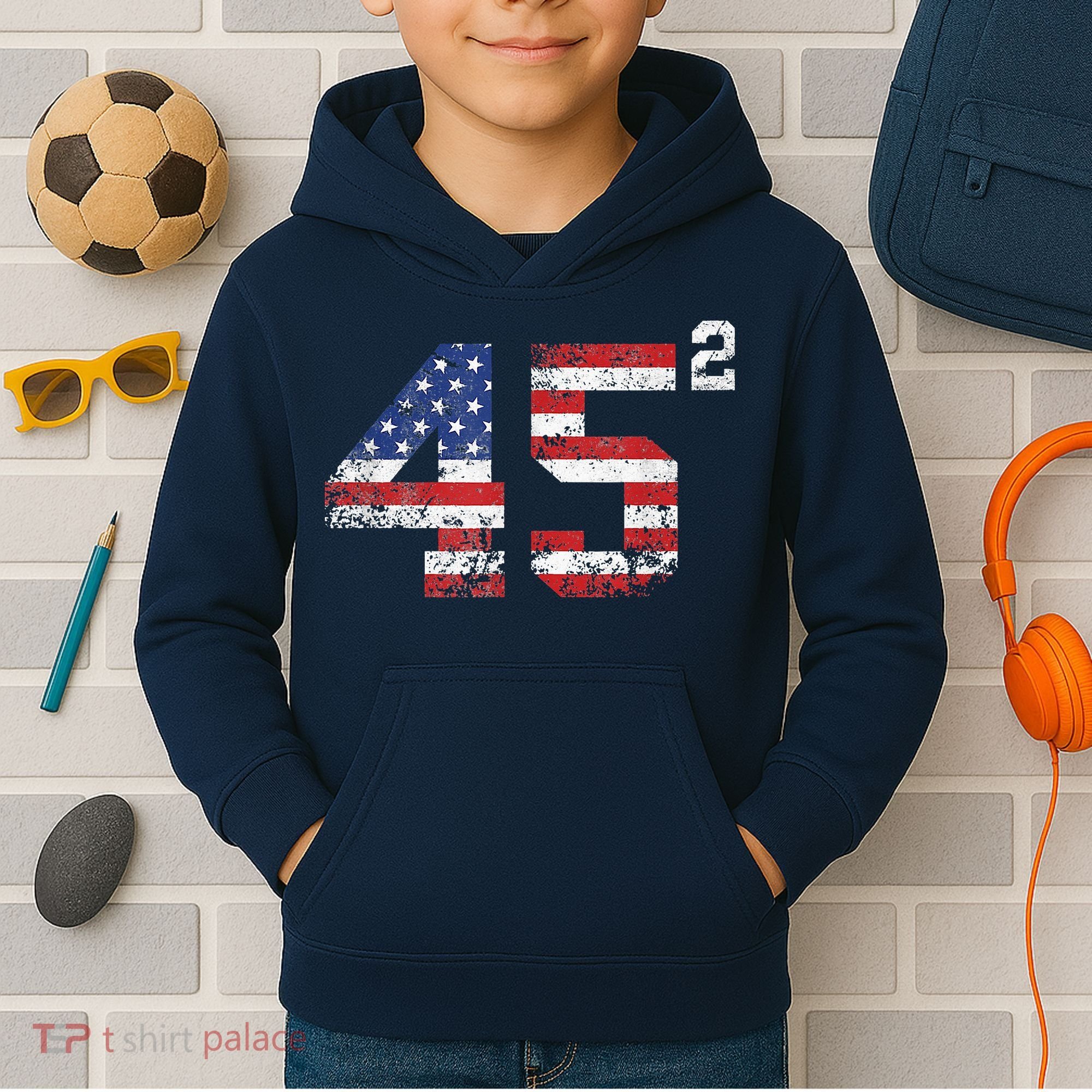 45 Squared Trump 2024 Kids Hoodie