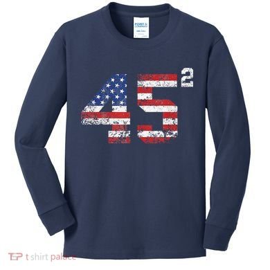 45 Squared Trump 2024 Kids Long Sleeve Shirt