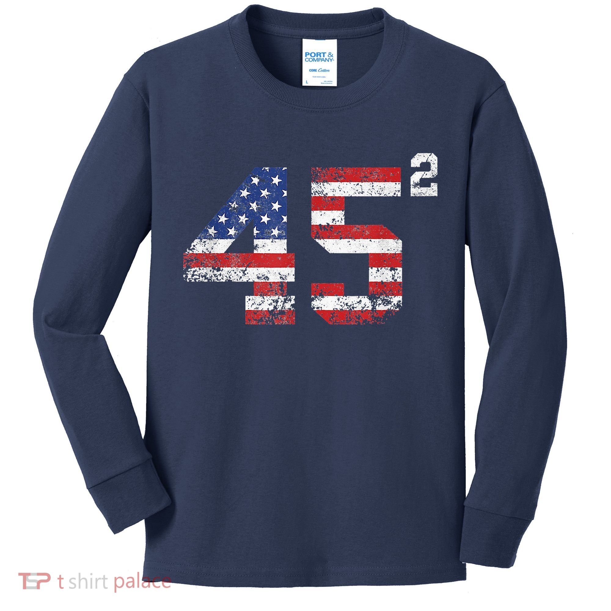45 Squared Trump 2024 Kids Long Sleeve Shirt