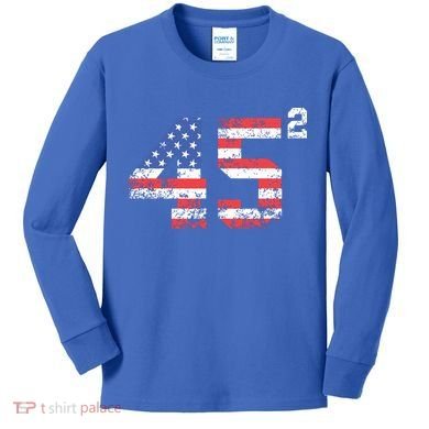 45 Squared Trump 2024 Second Term Usa Vintage Kids Long Sleeve Shirt