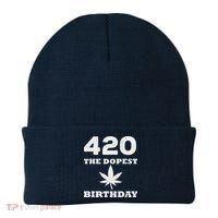 420 The Dopest Birthday Funny Marijuana Smoker Beanie thumb 0