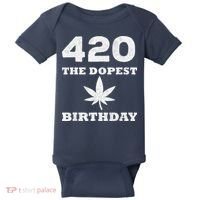 420 The Dopest Birthday Funny Marijuana Smoker Baby Bodysuit thumb 0