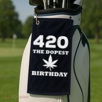 420 The Dopest Birthday Funny Marijuana Smoker Golf Towel thumb 2