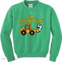 4th Birthday I'm Digging Being Four Kids Sweatshirt thumb 0
