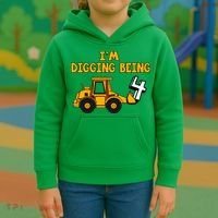 4th Birthday I'm Digging Being Four Kids Hoodie thumb 3
