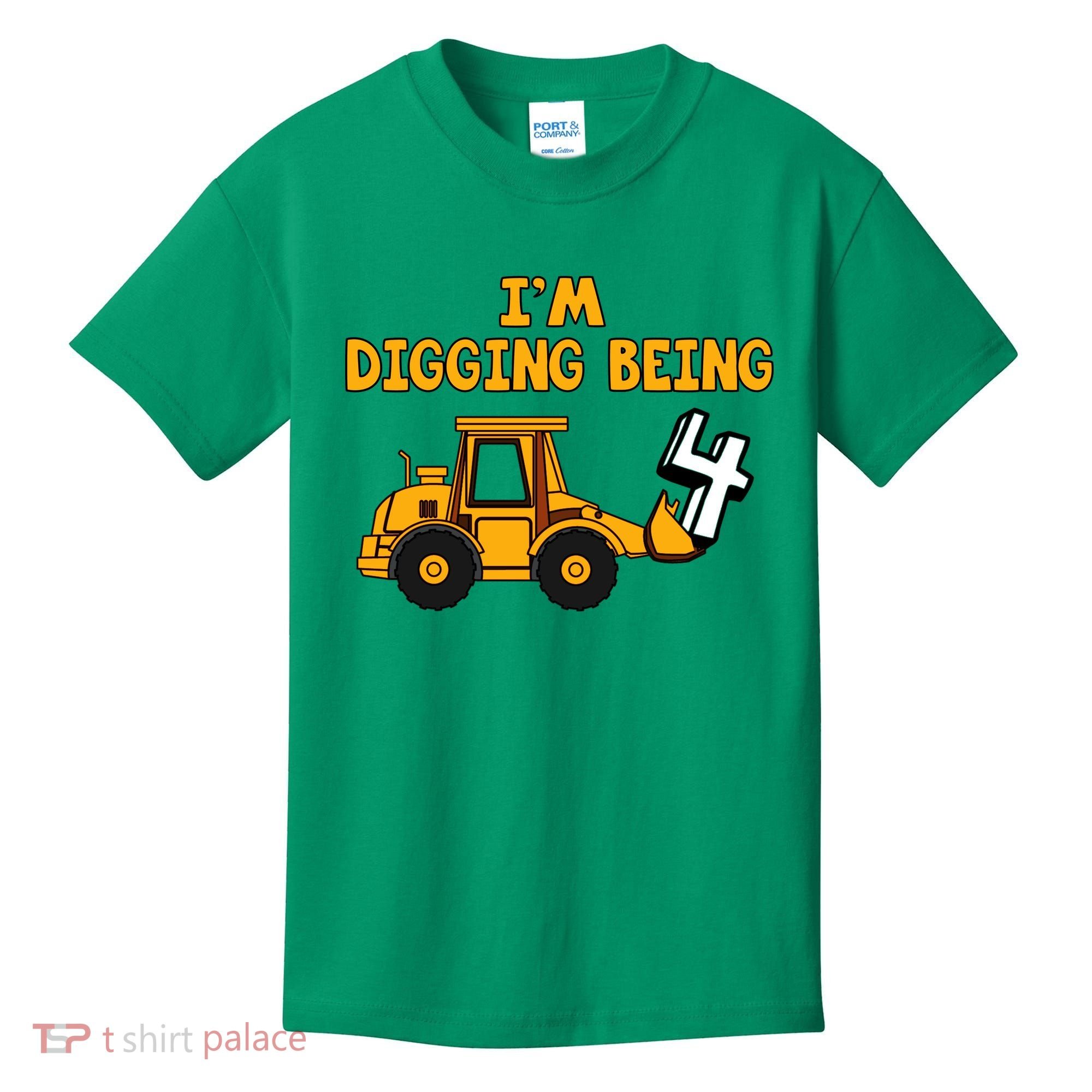4th Birthday I'm Digging Being Four Kids T-Shirt