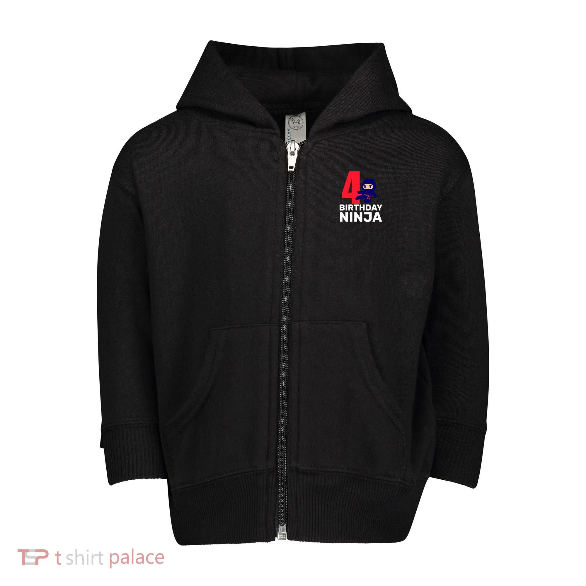 4th Birthday Ninja  Toddler Zip Fleece Hoodie