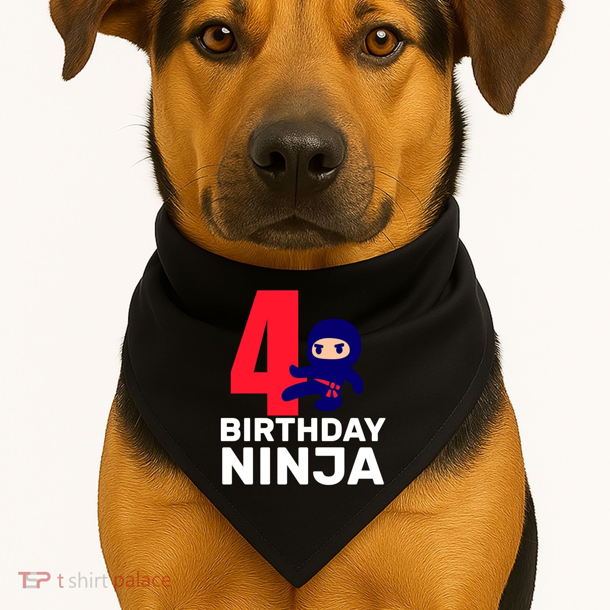 4th Birthday Ninja  USA-Made Doggie Bandana