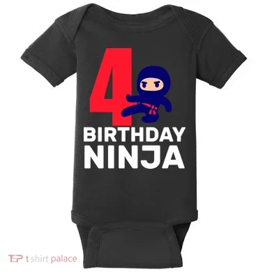 4th Birthday Ninja  Baby Bodysuit