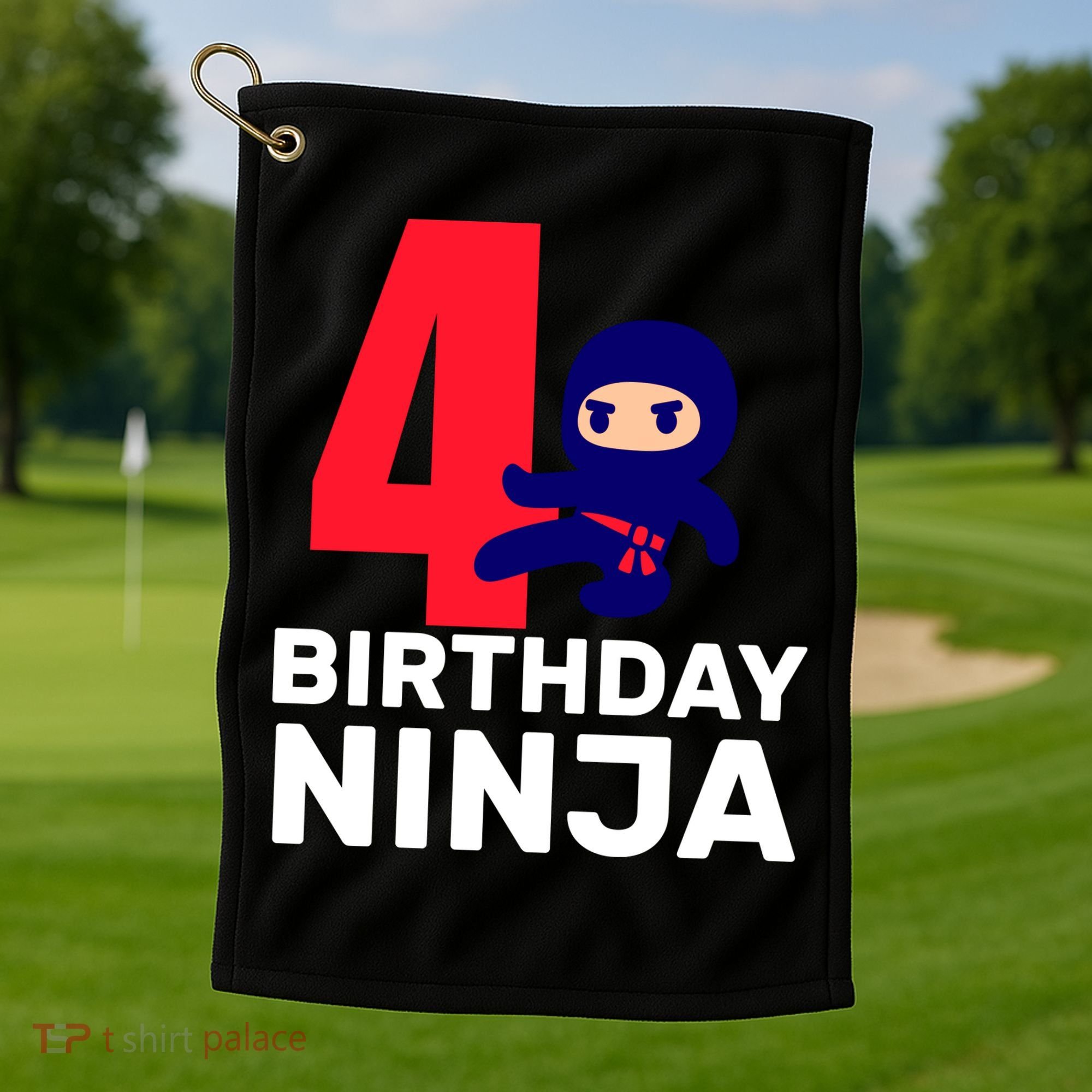 4th Birthday Ninja  Golf Towel