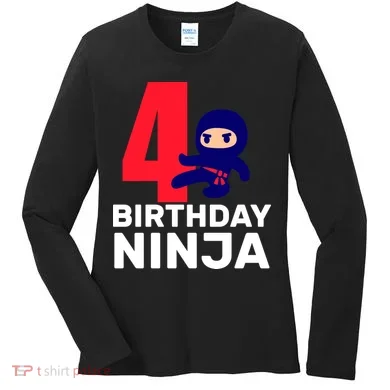 4th Birthday Ninja  Women's Long Sleeve Shirt