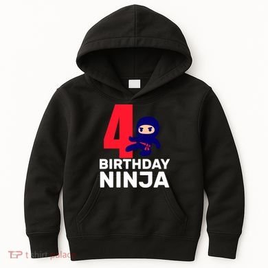 4th Birthday Ninja  Kids Hoodie