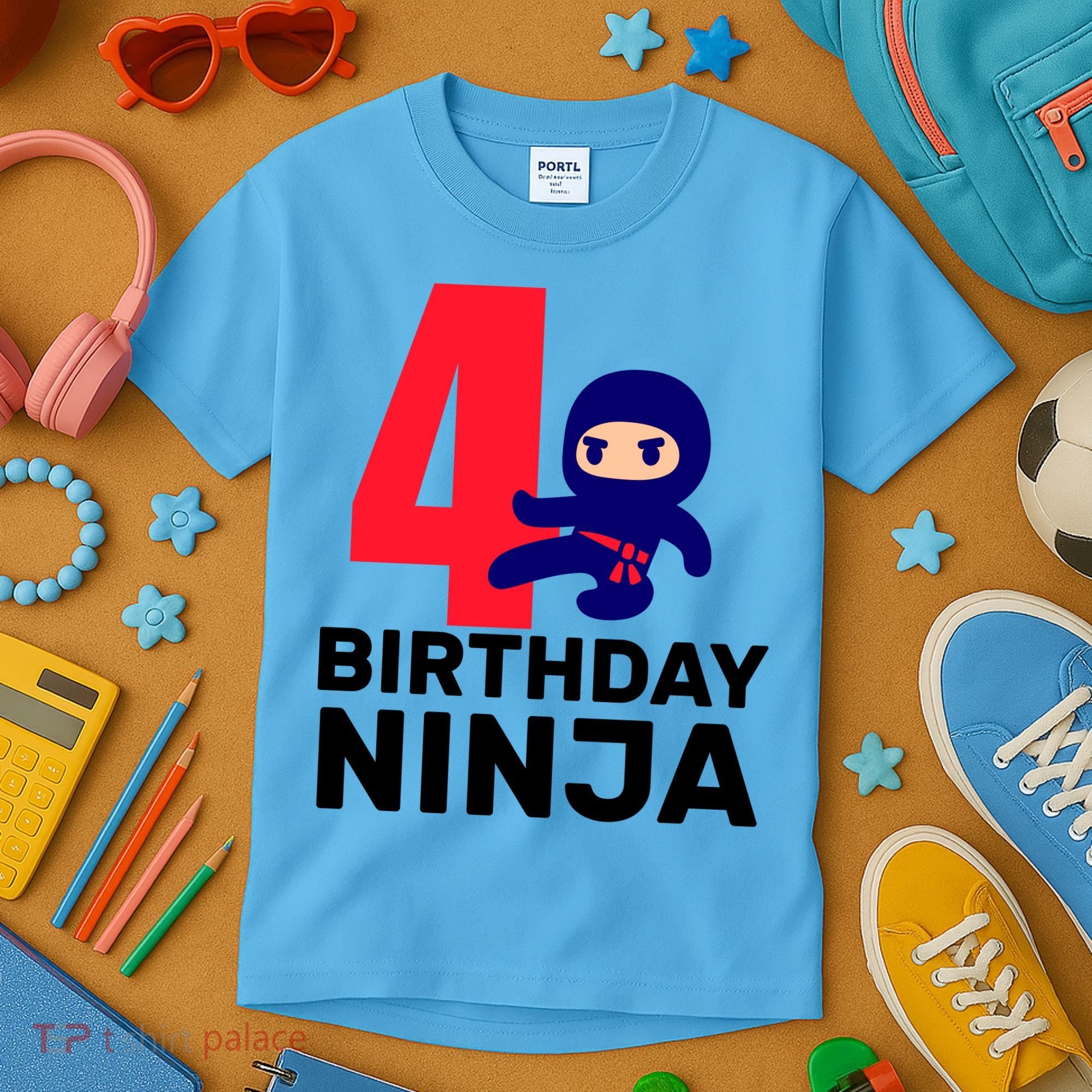4th Birthday Ninja  Kids T-Shirt