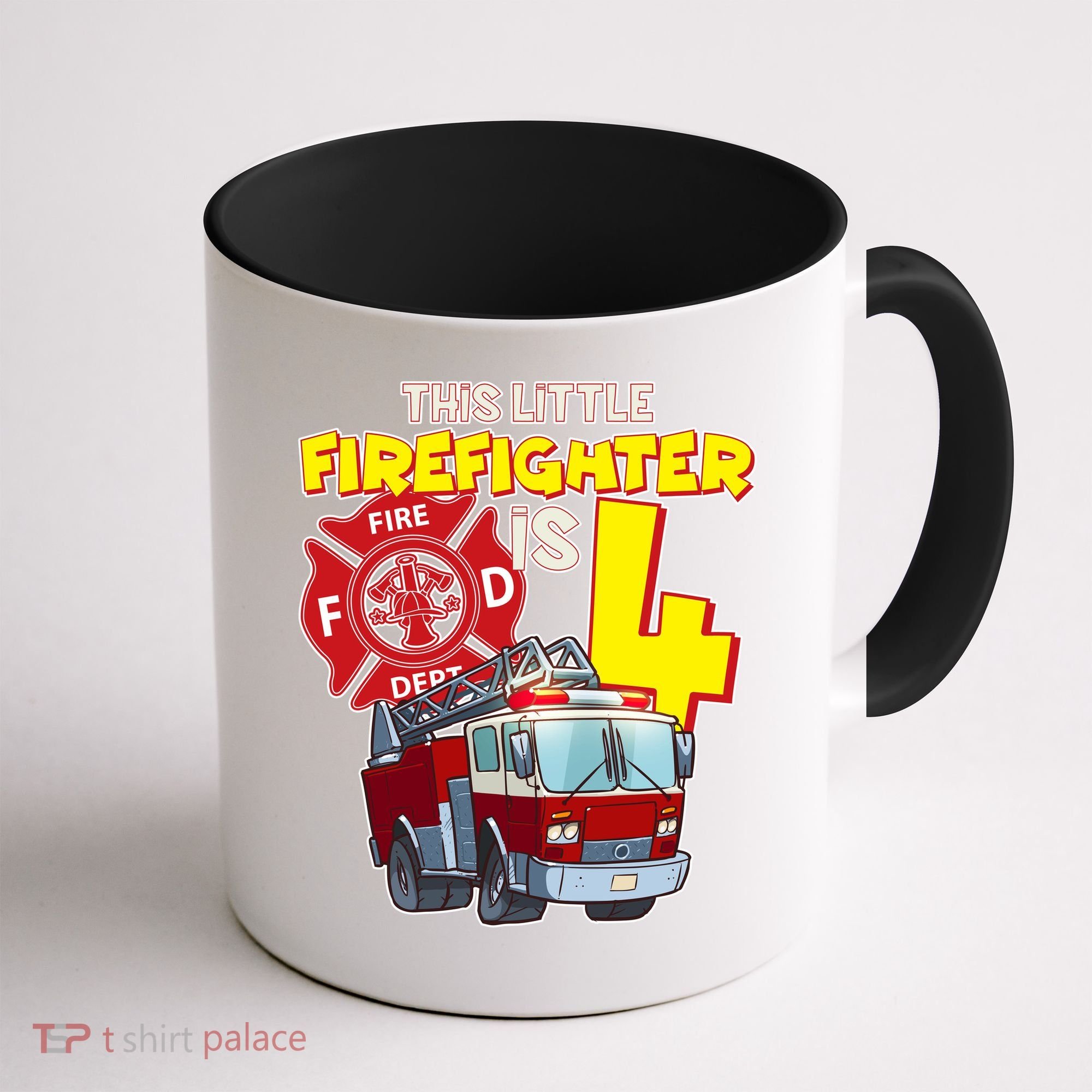 4th Birthday This Little Firefighter Is Four Coffee Mug