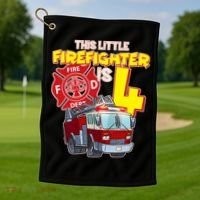 4th Birthday This Little Firefighter Is Four Golf Towel thumb 1