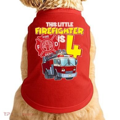 4th Birthday This Little Firefighter Is Four Doggie Tank