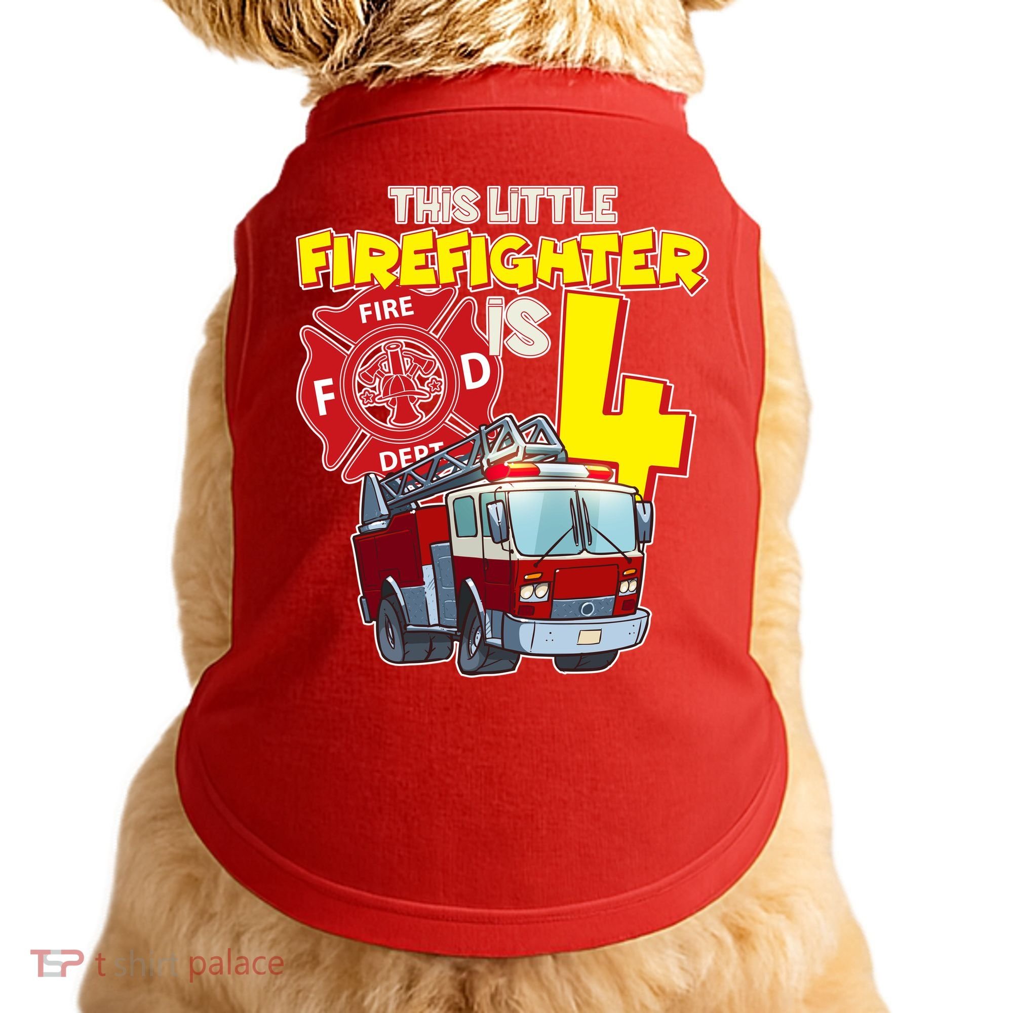 4th Birthday This Little Firefighter Is Four Doggie Tank