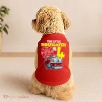 4th Birthday This Little Firefighter Is Four Doggie Tank thumb 2