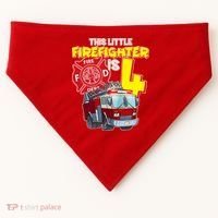 4th Birthday This Little Firefighter Is Four USA-Made Doggie Bandana thumb 0