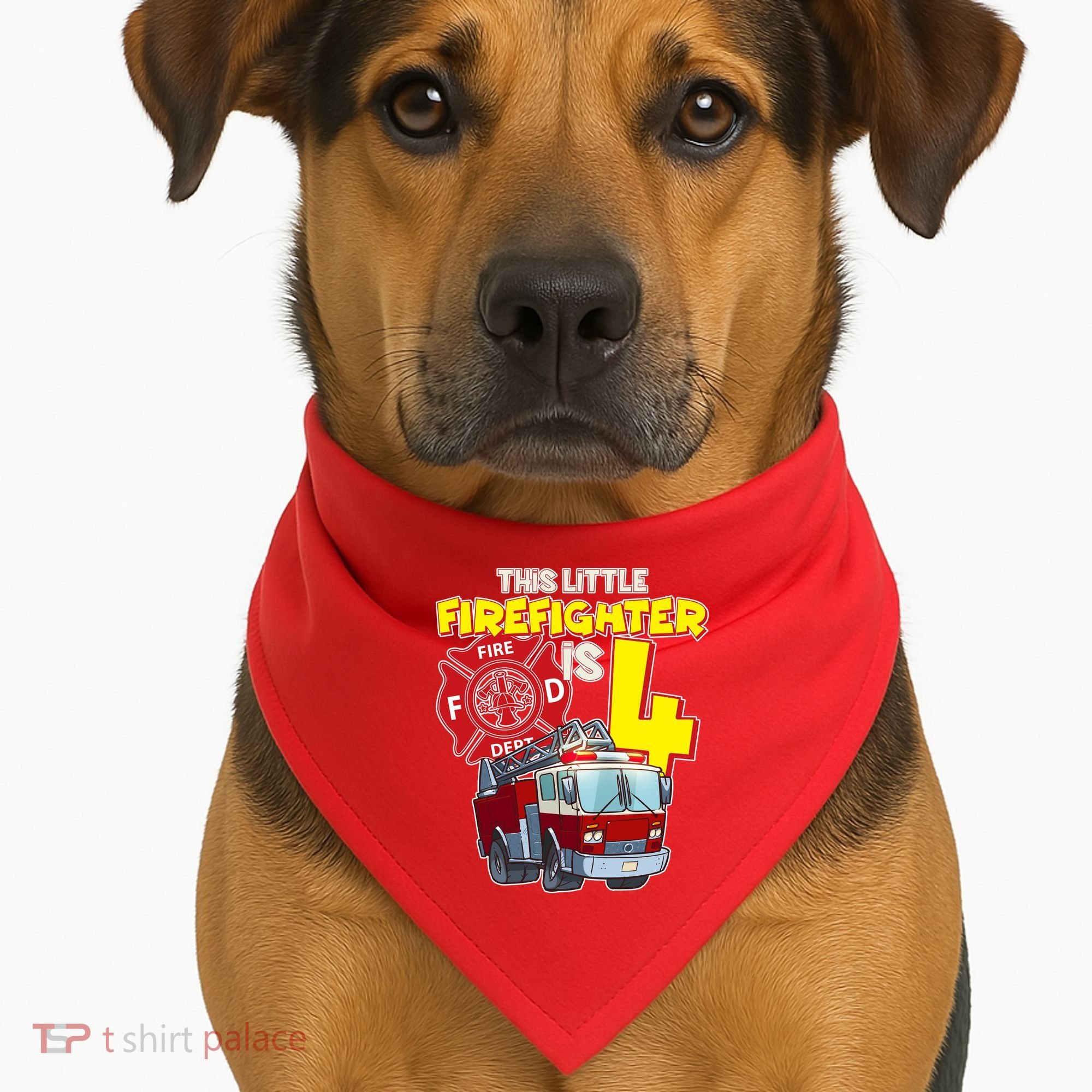 4th Birthday This Little Firefighter Is Four USA-Made Doggie Bandana