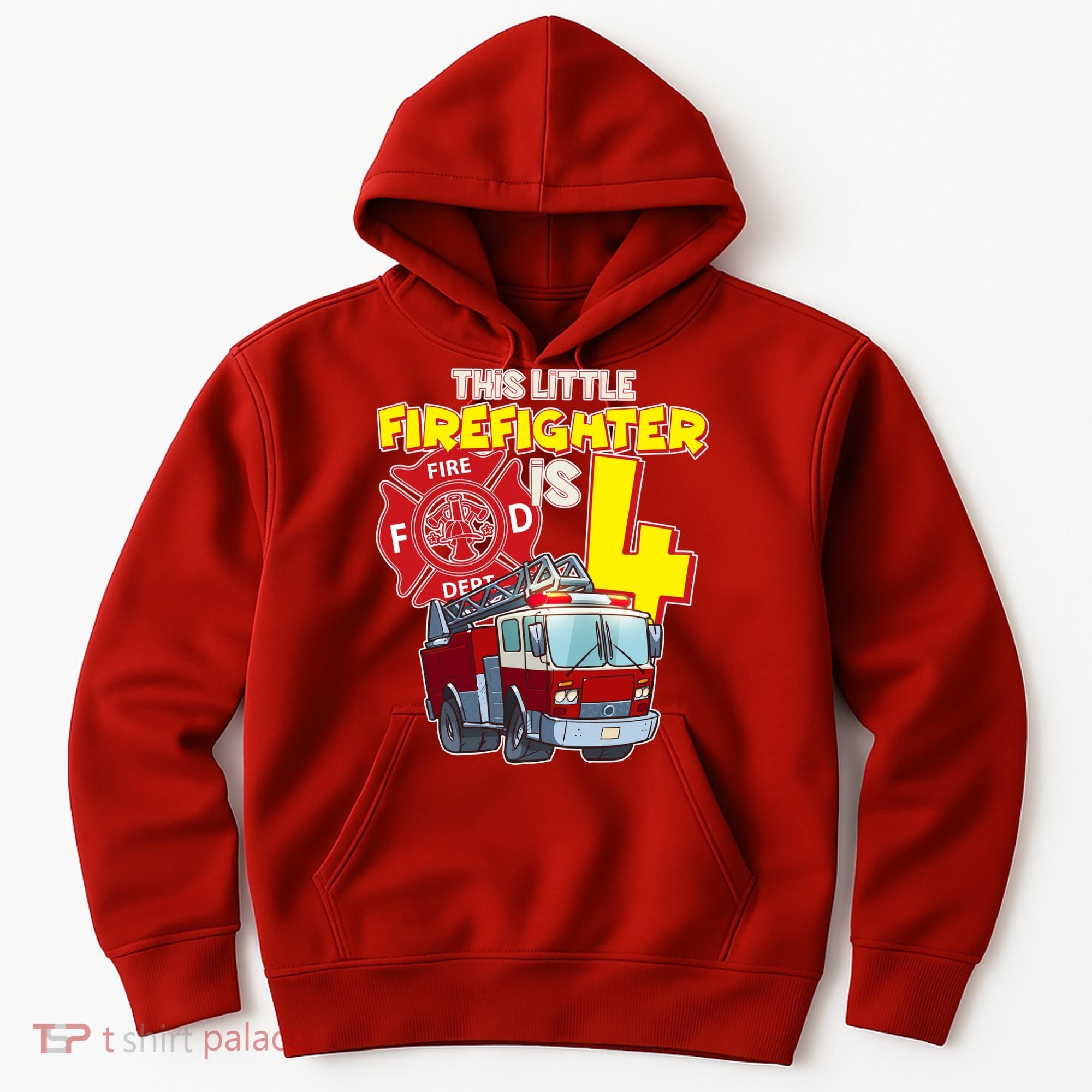 4th Birthday This Little Firefighter Is Four Hoodie