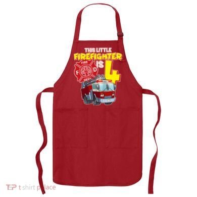 4th Birthday This Little Firefighter Is Four Apron