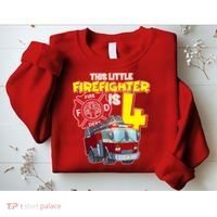 4th Birthday This Little Firefighter Is Four Sweatshirt thumb 2
