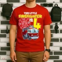 4th Birthday This Little Firefighter Is Four T-Shirt thumb 6